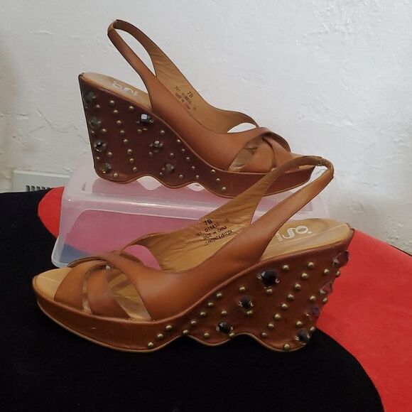 Rare Y2K Nike Air G Series Studded Wedge Shoes in Brown Size 7 - Picture 1 of 12